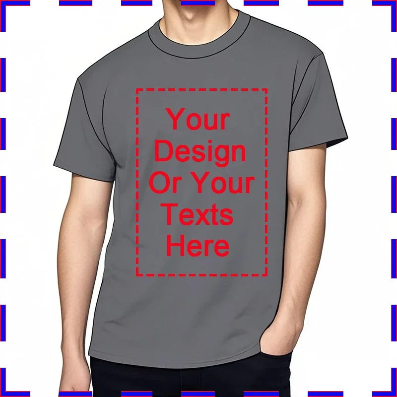 Design Your Own Oversized T-shirt for Men Custom Graphic Blank Cotton Personalized Message Tshirt Loose Fit Tops Gift Your Logo