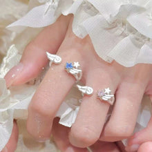 Sweet Angel Wing Star Open Ring for Women Exquisite Romantic White Finger Ring Vintage Creative Cute Versatile Jewelry Wholesale