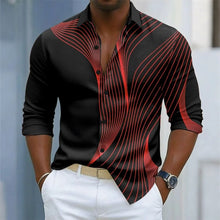 Men's Geometric Ripple Abstract Art Shirt Multi Color Button Shirt Casual Formal Shirt Long Sleeve Fashion Casual Shirt