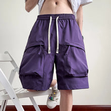 Summer High Street Bermuda Purple Cargo Shorts for Men Multi-pocket Sports Short Pants Casual Breathable Y2K Streetwear Shorts