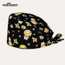 pink Cartoon cat Printing Cotton pet shop vet Nurse Cap Women Sweat-Absorbent Scrub Cap Dentist Hat  Beauty Salon Care Caps