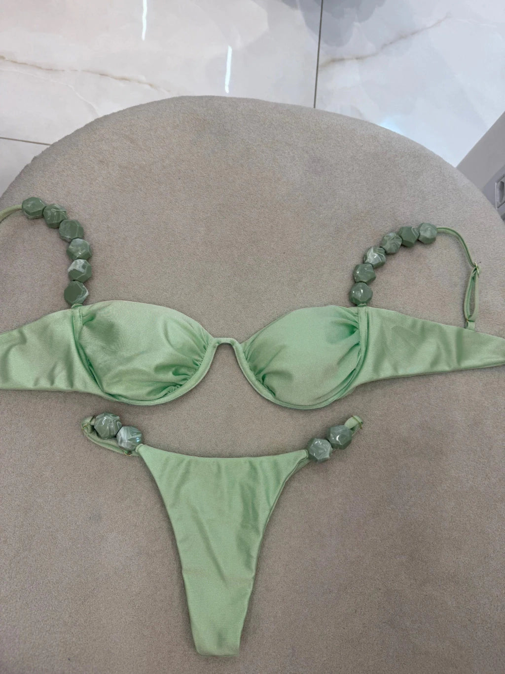Golden Printed High Waist Bikini Set Push Up Swimsuit Women