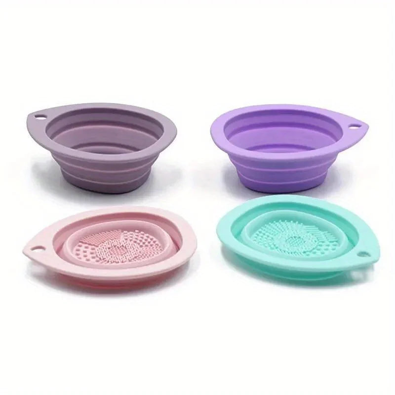 Silicone Makeup Brush Cleaner Folding Powder Puff Cleaning Bowl Eyeshadow Brushes Washing Soft Mat Beauty Tools Scrubber Box