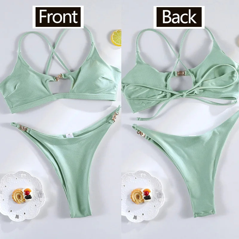 Miyouj Two Piece Push Up Bikini Set High Cut Swimwear 2026