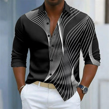Men's Geometric Ripple Abstract Art Shirt Multi Color Button Shirt Casual Formal Shirt Long Sleeve Fashion Casual Shirt