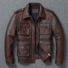 Veste en cuir véritable rouge marron vintage pour homme, en cuir de vachette souple, manteau d'hiver noir, vestes de motard Jaqueta Masculina De Couro
