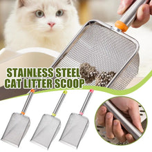 New Pet Cat Waste Shovel Long Handle Stainless Steel Filter Metal Cat Pet Litter Sand Cleaning Scoop Tool Garbage Shovel R8O1