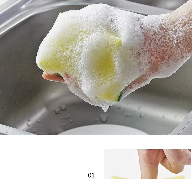 10/5/1Pc Kitchen Dishwashing Sponge Soft Absorbent Clean Rub Pot Rust Scouring Pad Removing Kits Household Cleaning Brush Sponge