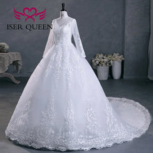 Customized Beaded Pretty Lace Appliques Wedding Dress A line  Long Sleeves V neck Plus Size Wedding Dresses For Women WX0303