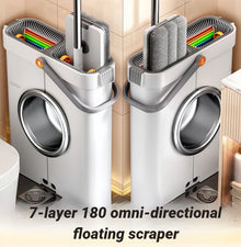 Spin Flat Mop With Bucket Set 40cm Hand Free Floor Cleaner Microfiber Automatic Separation Sewage Water Household Cleaning Mop