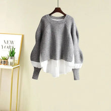 Women's Spring Autumn New Fashion Fake Two Piece Knit Sweater+Strap A-line Skirt Suit Korean Elegant Pullover Dress Matching Set