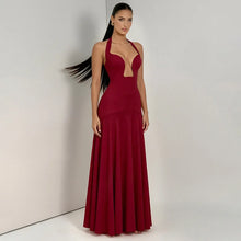 2026 NEW Summer Women Halter Front Cut Out V Neck Bodycon Maxi Dress Sleeveless Sexy Elegant Club Evening Party Long Dress