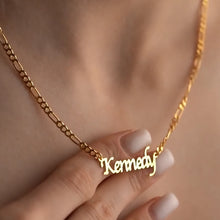 18K Gold Plated Custom Name Necklace with 3mm Figaro Chain for Women Stainless Steel Letters Pendant Choker Personalized Gifts