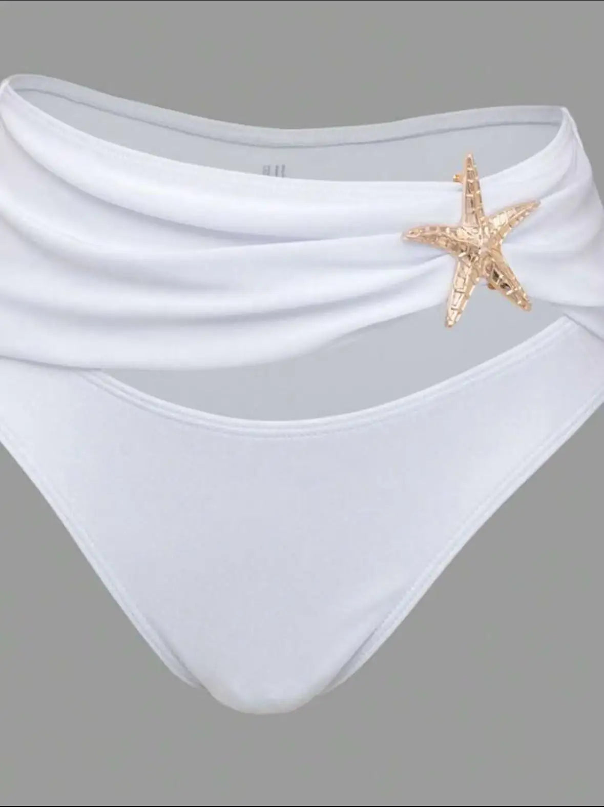 Women's Sexy Bikini Set Beachwear Metallic Starfish Bikini Folds Long Skirts Three Piece Sets Hot Girl Vacation Style Swimsuit