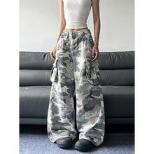 YIBASHU 2026 Spring Women Camouflage Wide Fit Denim Cargo Pants Japanese Tomboy Y2K Baggy Jeans Harajuku Grunge Punk Cowboy New