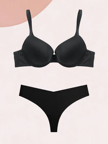 Varsbaby 2pcs push up bra thong set everyday bra seamless underwear plus size lingerie set for ladies