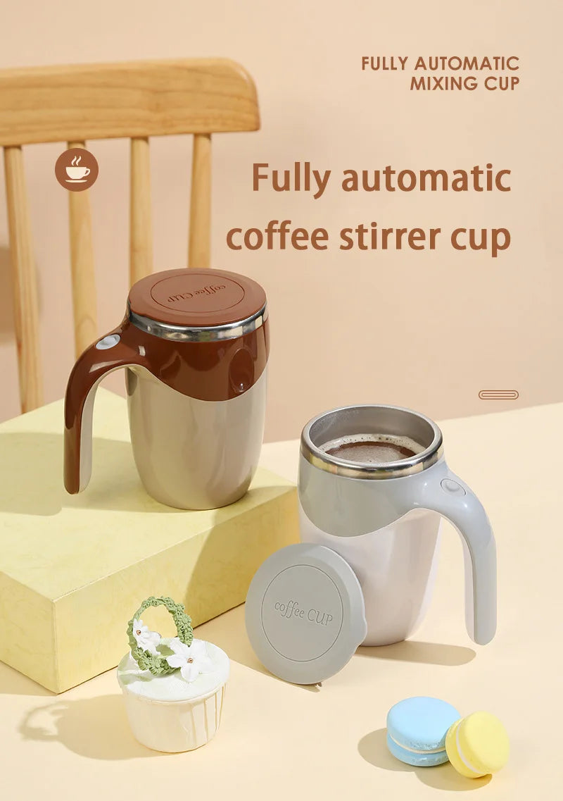 Portable Automatic Stirring Coffee Mug Magnetic Electric Stainless Steel Self Mixing Coffee Tumbler Rotating Home Office Travel
