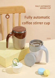 Portable Automatic Stirring Coffee Mug Magnetic Electric Stainless Steel Self Mixing Coffee Tumbler Rotating Home Office Travel