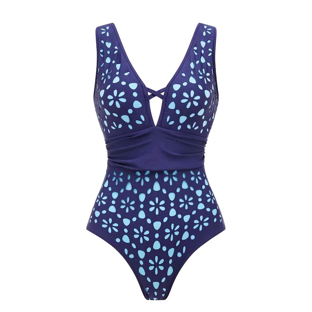 Floral Ruffle Print One Piece Swimsuit Women Beachwear