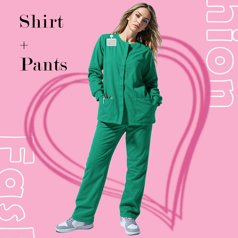 New Scrub Suit Medical Surgical Gown Stretch Tops High Quality Scrub Jacket Medicals Scrubs Uniforms Wholesale Nurse Long Sleeve