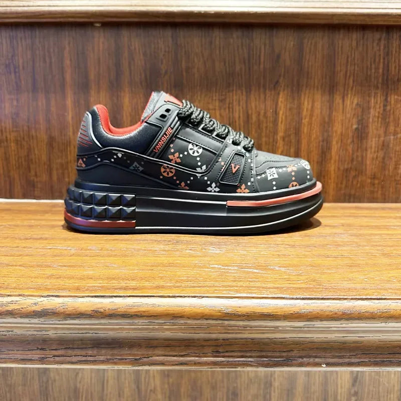Chunky Sneaker Mens Womens Designer Printed Board Shoes Fashion Casual Microfiber Leather Fabric Height Increased Platform Shoes