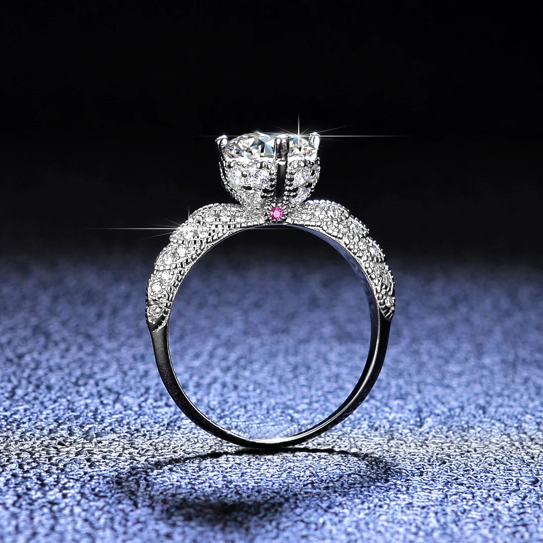 Angel's Wing Ring 1ct Moissanite PT950 Platinum - 1ct moissanite, angel wing motif, holiday vibe jewelry