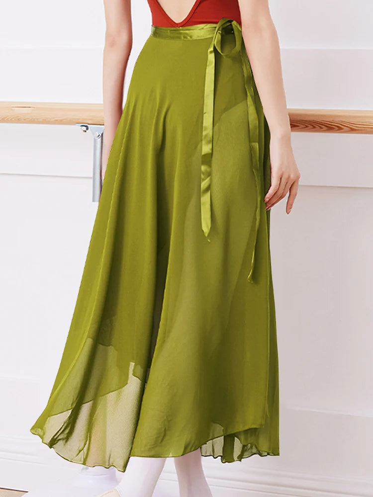 Adult Ballet Wrap Skirt for Women Soft Chiffon Dance Practice Skirt Ballet Class Performance Cover Up
