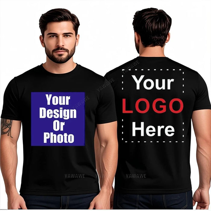 Customized Tee Shirt Your Text Here Premium Cotton Comfortable Men Tshirt Bigger Size O Neck Fashion Perfect Gift summer tees