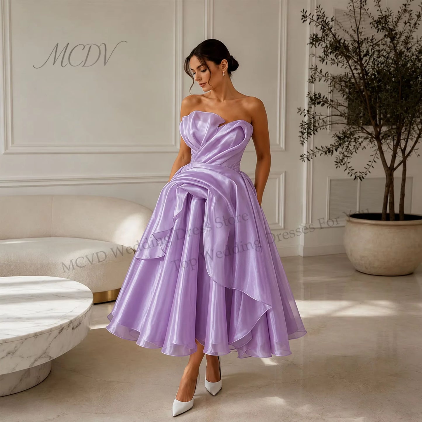 Midi Simple Wedding Dress 2026 Organza A Line Bridal Gown Corset Back Short Reception Dress Civil свадебное платье Customized