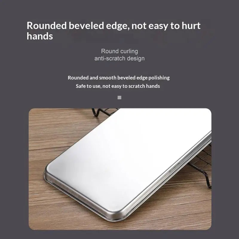 ☭Rectangular Stainless Steel Baking Sheets - Professional Oven Safe Trays for Cooking, Baking and Meal Prep