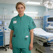 Elastic quick-dry scrub top, men's and women's surgical scrubs for doctors, beauty salon operating room scrub uniforms