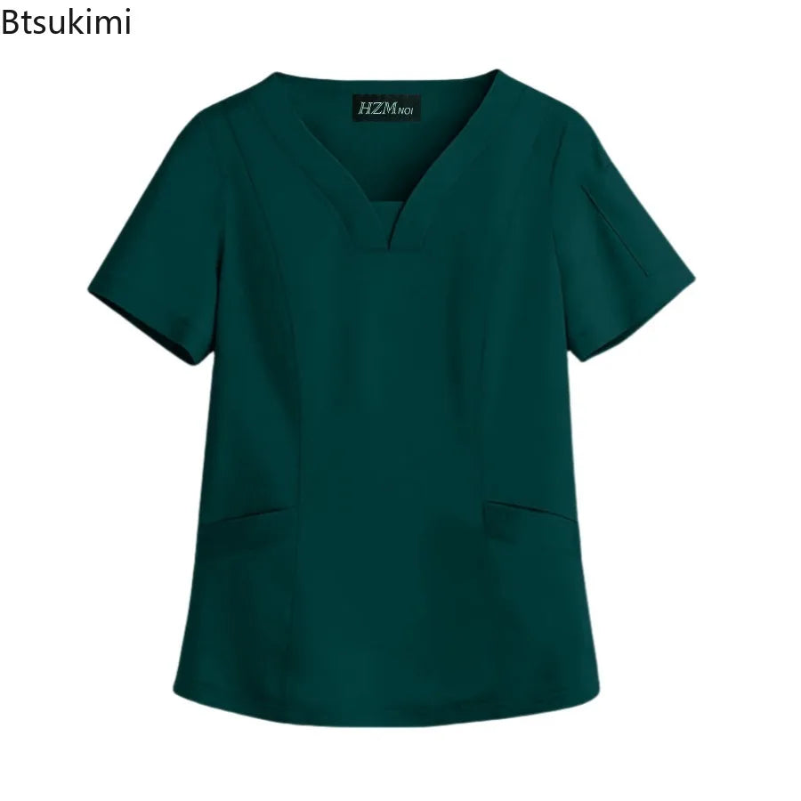 Elastic Quick-dry Medical Work Clothes Tops Dentist Veterinary Work Uniform Unisex Healthcare Nurse Clothing Scrun Women Mens