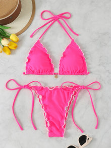 Triangle Bikini Set For Women Lace Up Two Piece Swimwear