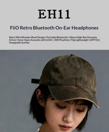 In Stock FiiO EH11 Retro Wireless Headphones Small HIFI Over-Ear Design Headset Lightweight Mechanical Shell Bluetooth Headphone