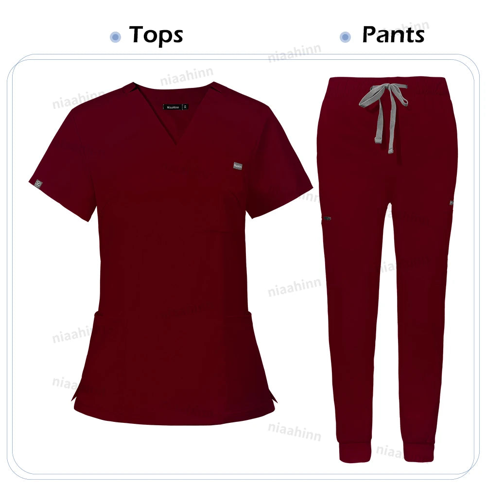 Scrub Sets Uniform Women Joggers Medical Accessories Healthcare Surgical Uniforms Lab Veterinary Clinic Working Clothes Set Mens