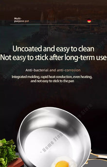 316 Stainless Steel Frying Pan Deepened Wok Non-Stick Skillets Steak Gas Stove Induction Cooker Universal Pan Kitchen Cookware