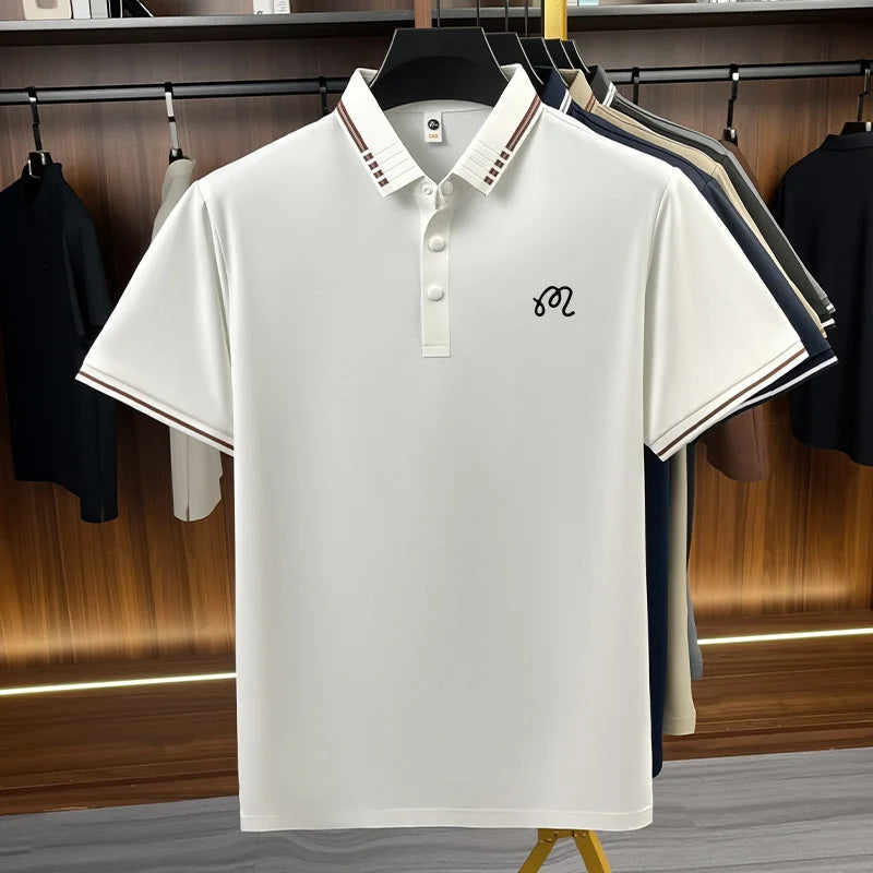 Designer Men's New Seamless Exquisite Print Polo Shirt Cool Short Sleeved Fashion Solid Color T-shirt Business Casual Men's Wear