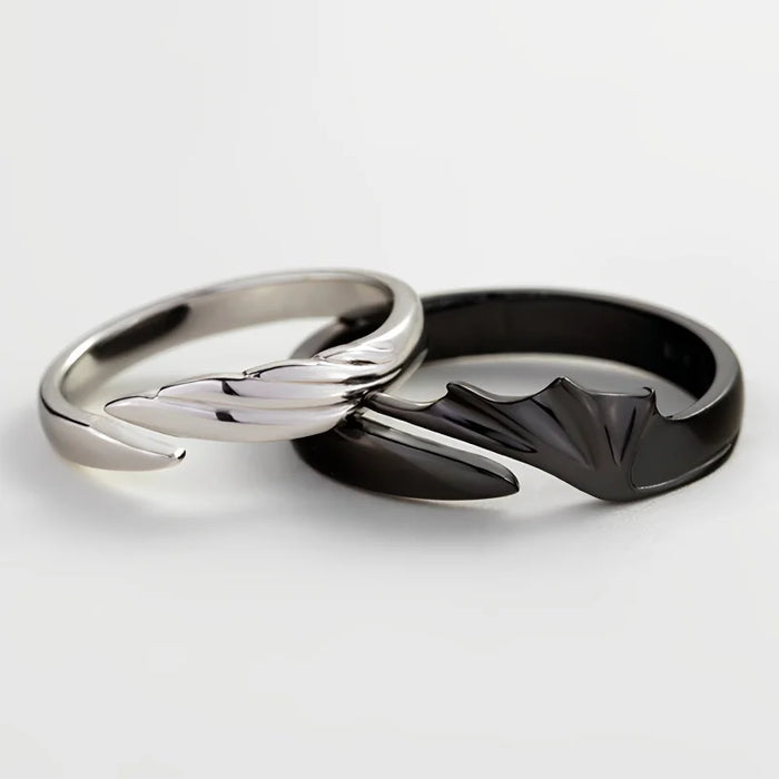 2 bagues de couple ange et démon style anime pour hommes et femmes, bagues ouvertes réglables à la mode, bijoux assortis, cadeau de fête