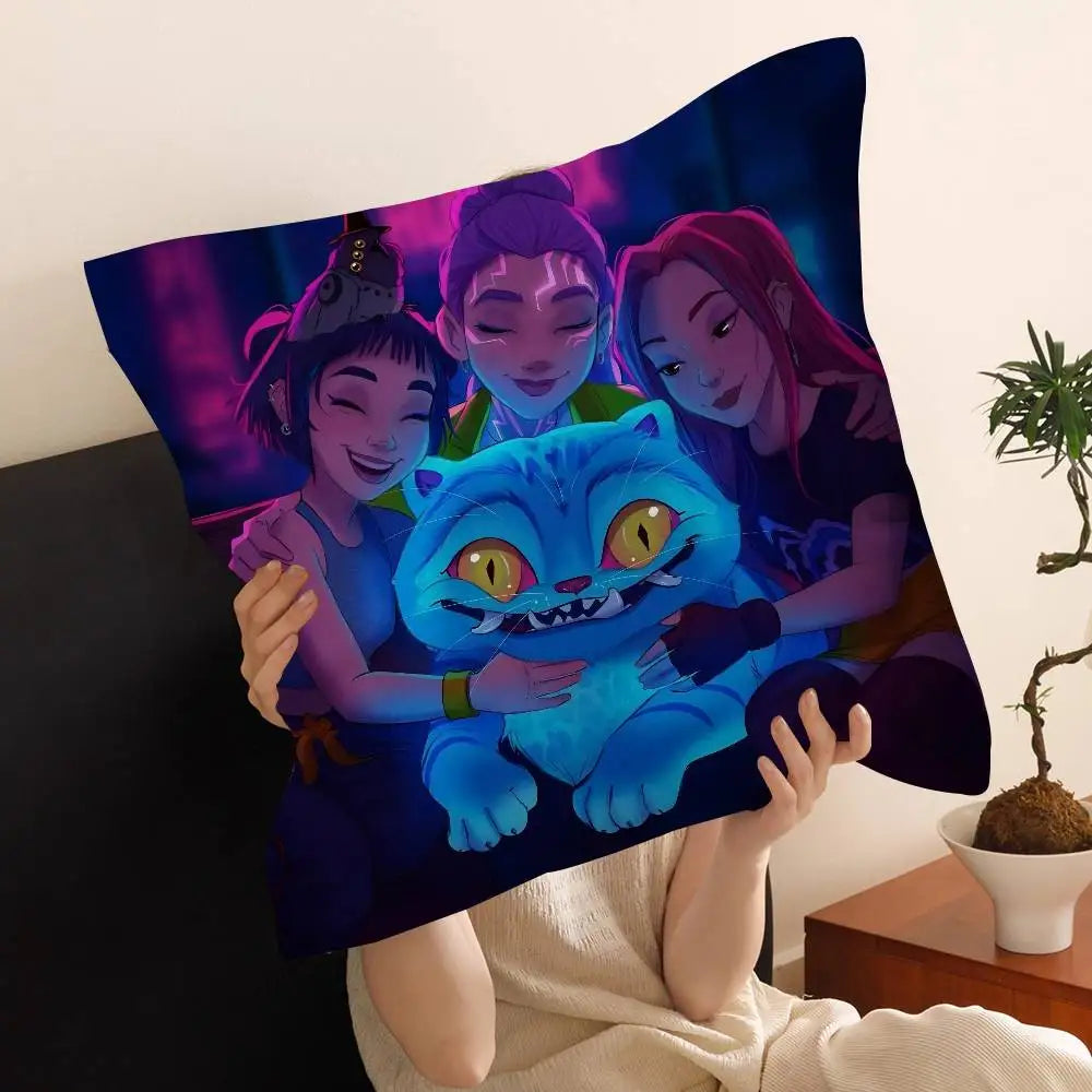 Kop-Cartoon Movie K-Pop Demon Hunters Cushion Cover Inches Farmhouse Decor Home Throw Pillow Covers for Couch Decorations