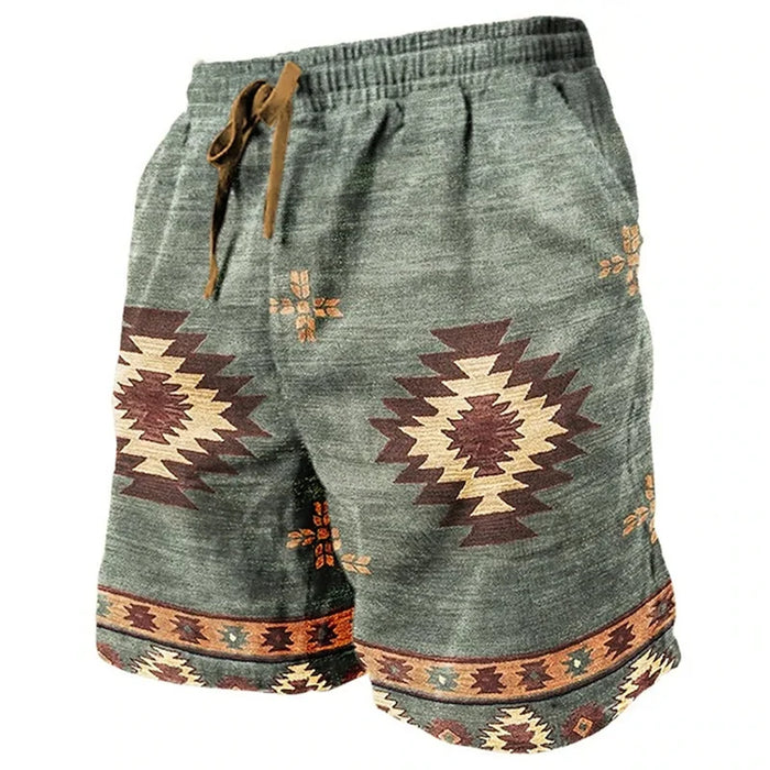 Ethnic Totem 3D Printed Men's Beach Pants Men's Summer Breathable Shorts Men's Fitness Street Shorts Large Size Drawstring