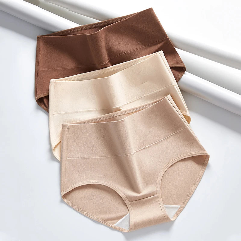3Pcs/Set Women Panties High Waist Body Shaper Underwear Breathable Briefs Cotton Underpants Soli Panty Plus Size Female Lingerie