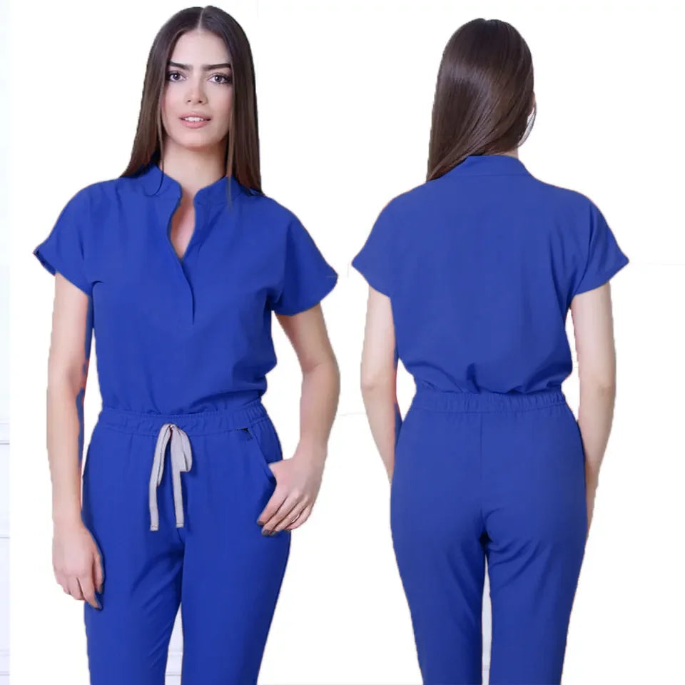 Hot Selling Quick Drying Nurse Stretch Scrubs Sets for Women Summer Sleeves Hospital Nursing Scrubs Uniforms Medical Work Wear