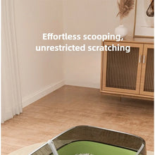 Semi Covered Cat Litter Box Plastic Anti Tracking Pet Toilet with Removable Scoop for Odor Control