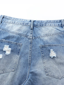 Men's Ripped Baggy Jeans Loose Fit Distressed Denim Pants Light Wash Y2K Streetwear Wide Leg Style