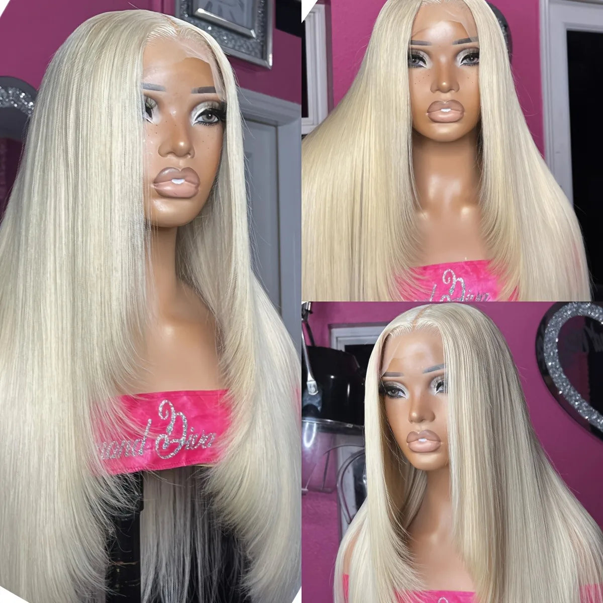 Highlight Black White Layered Lace Front Wig 13x4 Glueless