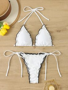 Triangle Bikini Set For Women Lace Up Two Piece Swimwear