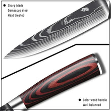 Ensemble de 3 couteaux de cuisine, couteau Santoku damassé au laser, couteau universel, couteau de chef professionnel, couperet à viande, accessoires de cuisine