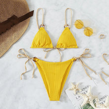 Light Blue Ribbed Swimwear String Bikinis Sets Woman 2026 Sexy Swimsuit Ring Bathing Suit Brazilian Micro Bikini Thong Donna
