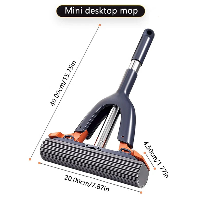 Mini Mop Self Squeeze Mop Powerful Folding Household Clean Tools No Hand Wash Strong Absorbent Mop for Bathroom Kitchen Desktop