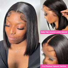 200% Density 13x4 Short Bob Straight Brazilian Remy Hair HD Transparent Lace Full Lace Frontal Wigs 4x4 5x5 Closure Wig 2x6 Lace